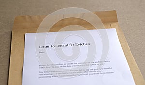 Letter to tenant for eviction