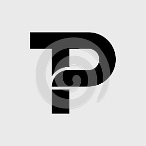 Letter Tp or Pt initial simple logo