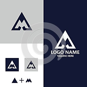 letter AM triagle monogram logo design vector