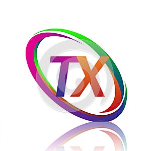 letter TX logotype design for company name colorful swoosh. vector logo for business and company identity