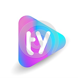 Letter TY logo in triangle shape and colorful background, letter combination logo design for business and company identity photo