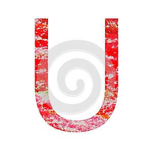 Letter U of the alphabet made with calk drawing