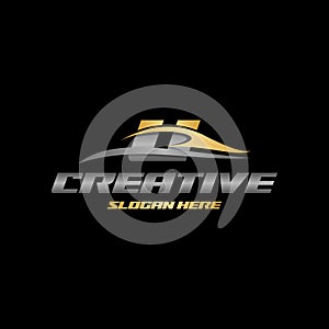 Letter U Car Auto logo design, Sport Car Logo template. Automotive, Car logo icon, vector illustration on a black background