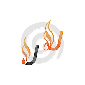 Letter U and fire waves, logo icon concept design