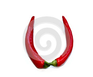 letter U from green red chili pepper letter for recipe, cook book photo