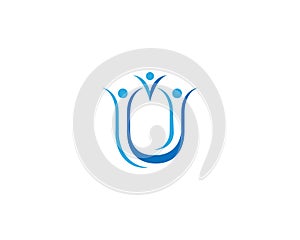 Letter U Healthcare And Wellness Logo Icon Design With Family Symbol