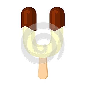 Letter U Ice Cream font. Popsicle alphabet. Cold Sweet lettering