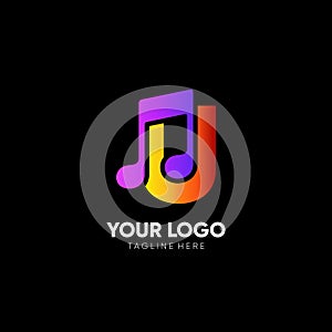 Letter U Initial Music Logo Design Vector Icon Graphic Emblem Illustration