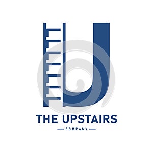 Letter U ladder or stairs design vector logo