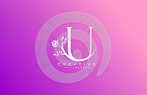 Letter U Linked Fancy Logogram Flower Logotype