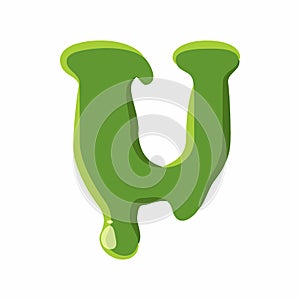 Letter U made of green slime