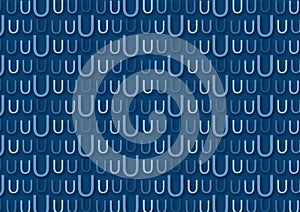 Letter U pattern in different colored blue shades