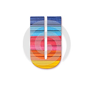 Letter U. Rainbow color paper.
