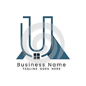 Letter U Real Estate Logo. Alphabet U Concept Design Property Business Icon