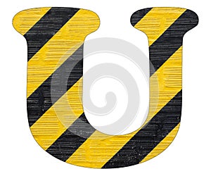 Letter U - Yellow and black lines. White background