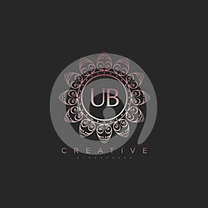 Letter UB Elegant initial logo Lotus vector
