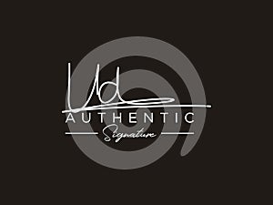 Letter UD Signature Logo Template Vector