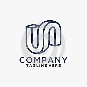 Letter UN 3d logo design