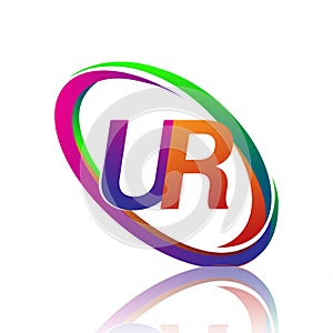 letter UR logotype design for company name colorful swoosh. vector logo for business and company identity