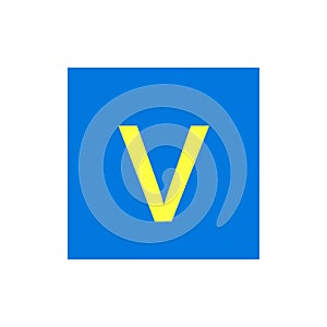 Letter V in blue color box