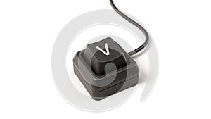 Letter V button of single key computer keyboard, 3D illustration