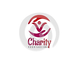 Letter v Charity help logo can be used as sign, icon or symbol, full layered vector and easy to edit and customize size and color