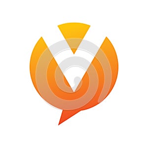 Letter v circle color chat logo design