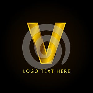 Letter V company logo with golden style and luxury