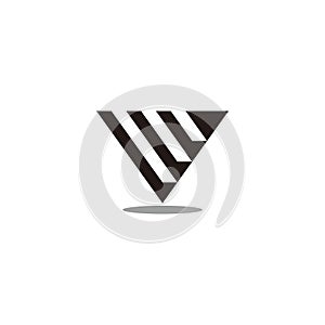 Letter v 3d flat triangle simple geometric logo vector