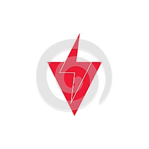 Letter v energy thunder design logo vector