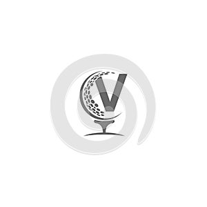 Letter V and golf ball icon logo design