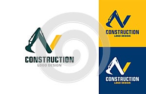 Letter V Logo Excavator Construction