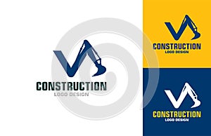 Letter V Logo Excavator Construction