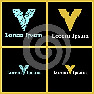 Letter V Logos with Smart Hidden Number Seven