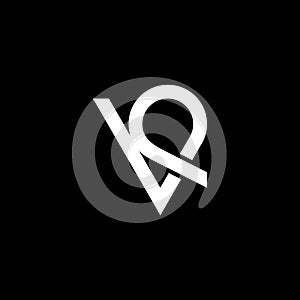 letter v loop simple geometric overlap logo vector