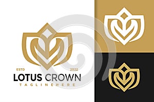 Letter V Lotus Crown Modern Logo Design  Vector Template