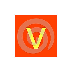 Letter V in orange color box