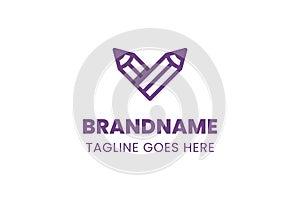 Letter V Pencil Logo, symbolizing creativity, learning, and design