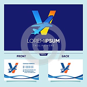 Letter V Plane Logo Design Vector Graphic Icon