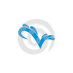 Letter v water splash logo