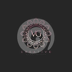Letter VG Elegant initial logo Lotus vector