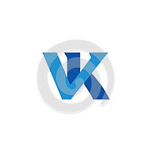 letter vk simple linked geometric arrow up logo vector