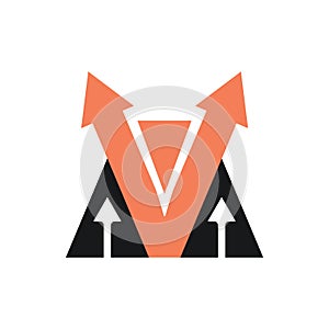 Letter VM arrow logo. Simple, modern, unique.