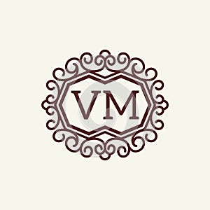 Letter VM Monogram Logo Flourish Swirl design