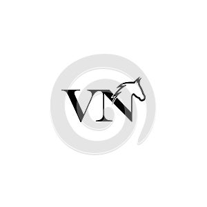 Letter VN horse logo isolated on white background photo
