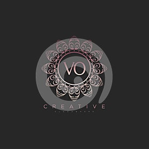 Letter VO Elegant initial logo Lotus vector