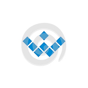 letter w blue diamons pixels logo vector