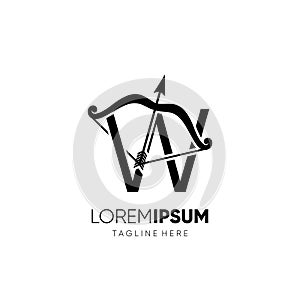 Letter W Bow Archery Logo Design Vector Icon Graphic Emblem Illustration