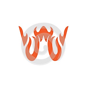 Letter w flame monogram unique logo design