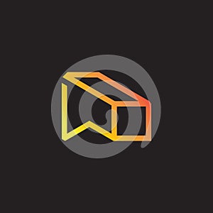 letter w gold bar simple geometric logo vector